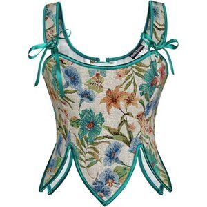Renaissance Corset Tops Floral Lace Up 01